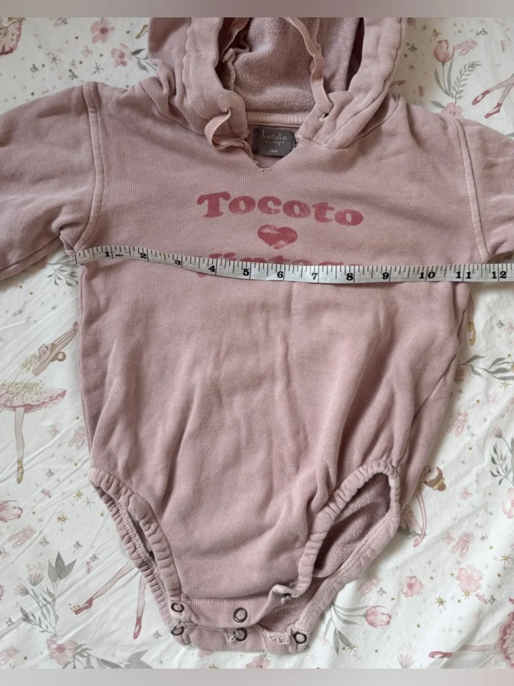 Tocoto Vintage Toddler Girl 18M Pink Neutral Designer Hoodie Romper Ears